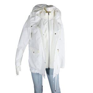 Herno Women Size IT42 US6 White Drawstring Hooded Jacket A-Line Parka Coat $1195